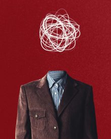 Red Minimalist Creative Man Without Head Album Cover (Instagram